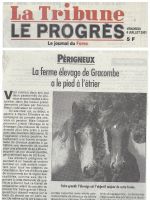 ART 2001.07.06 LA TRIBUNE LE PROGRES La ferme elevage de Gracombe a le pied a l etrier